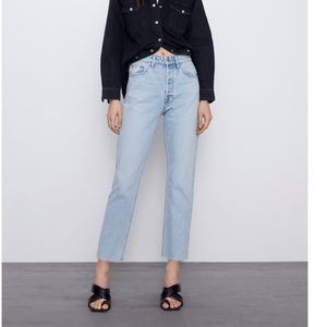 Zara hi-rise straight leg jean - light blue size 8